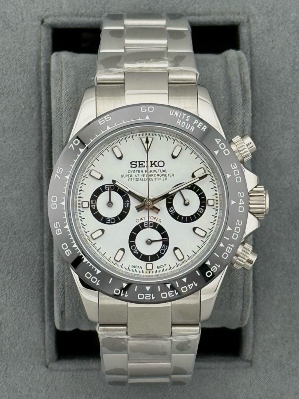 Seiko Mod Panda Daytona Chronograph Homage Watch Mens